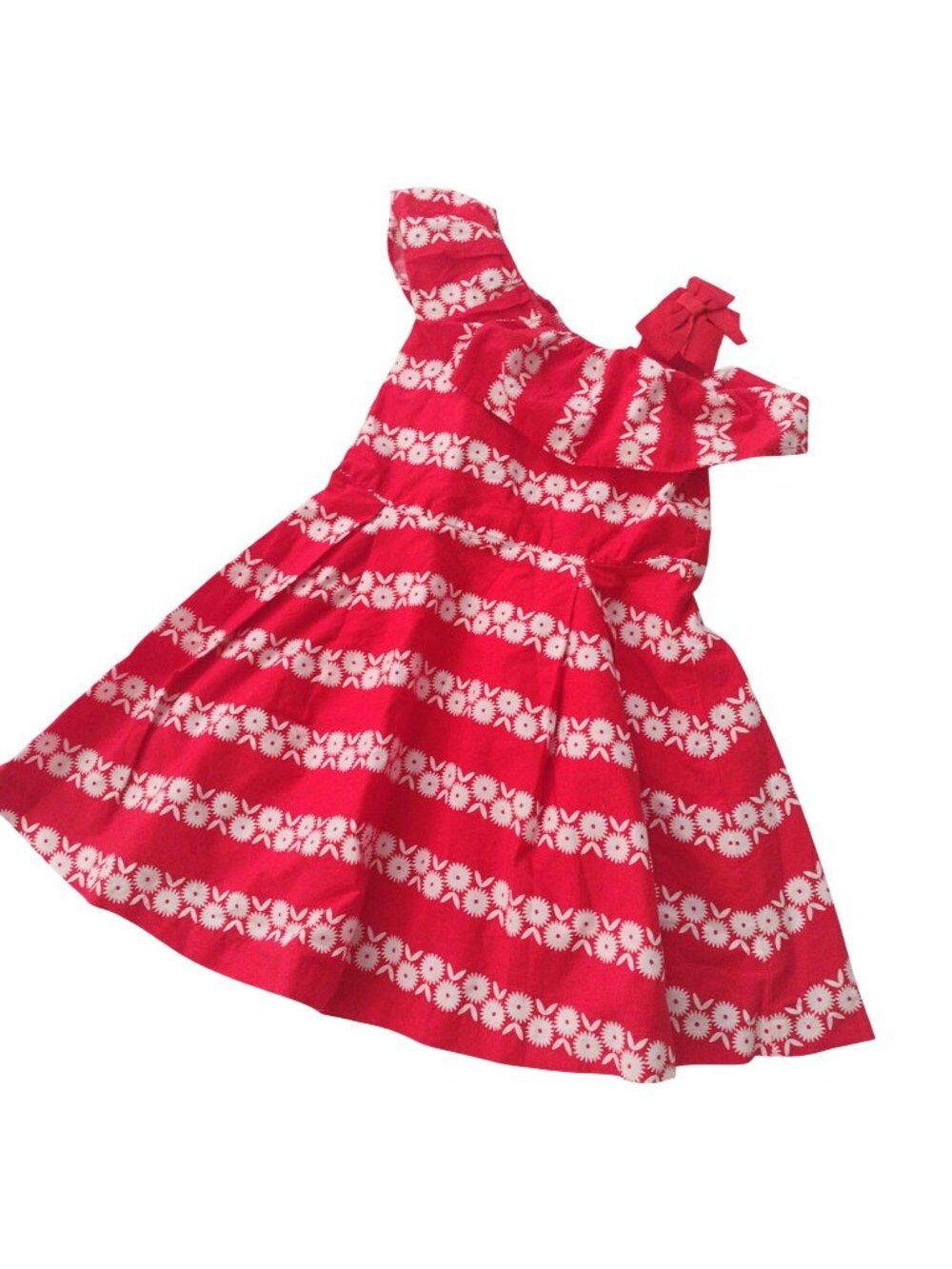 Janie and Jack Girls Red White Sundress Sz 3 Cotton Ruffled Festive Party Dress